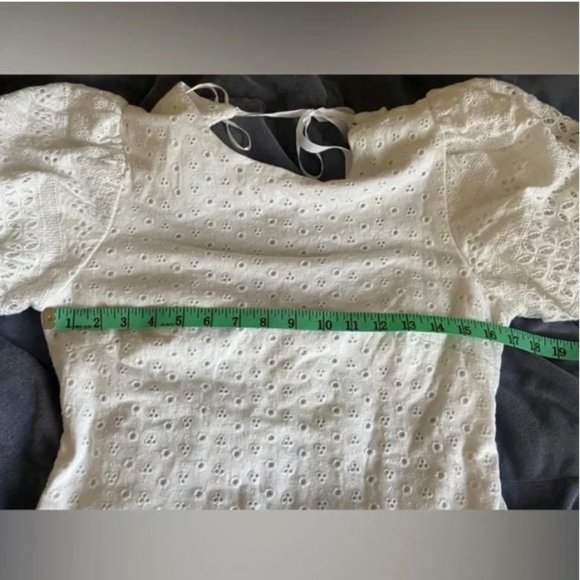 NWT FREE PEOPLE White Puff Sleeve Eyelet Dress - Picture 5 of 7